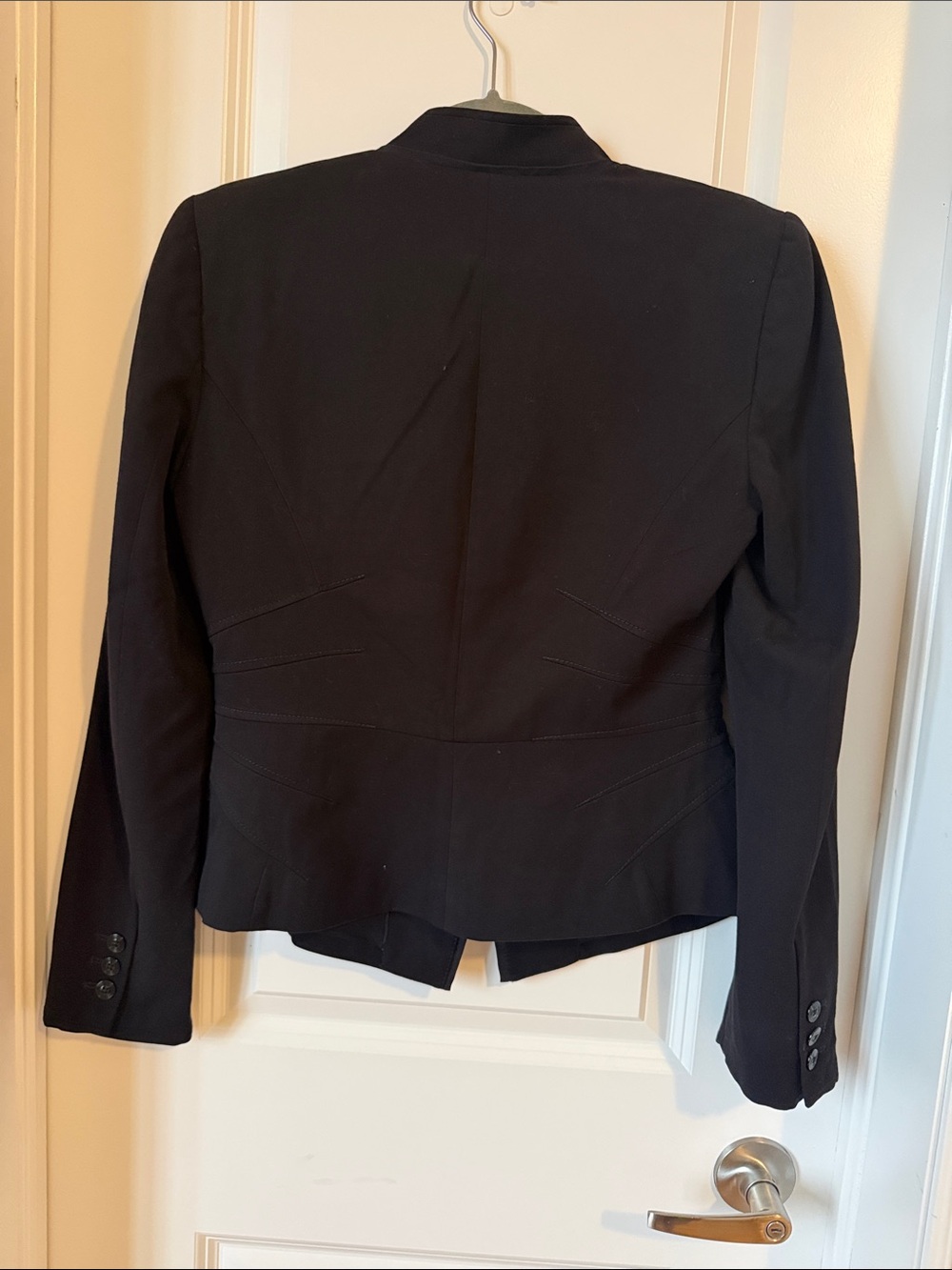 White House Black Market Black Women's Single-Button Blazer with Leopard Trim - Picture 3 of 3